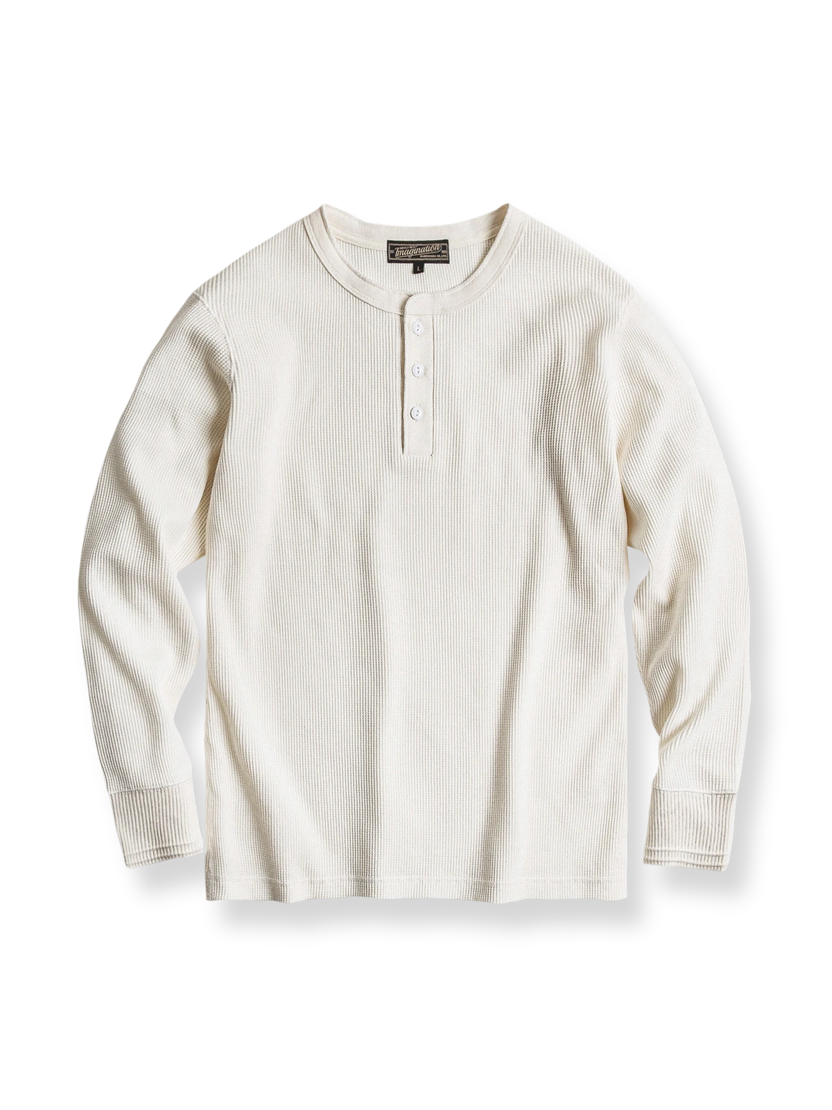 ワッフル編みヘンリーネックTシャツ