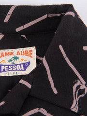 PLAME AUBE｜タバコ柄 黒アロハシャツ