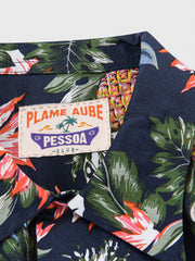 PLAME AUBE｜パイナップル花柄 ネイビーアロハシャツ