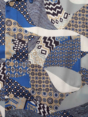 青い パッチワーク柄 アロハシャツ