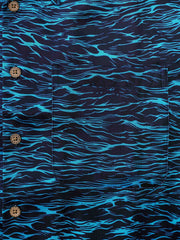 ブルーウェーブ柄 アロハシャツ