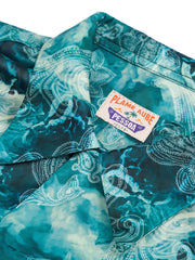 PLAME AUBE｜ペイズリー柄 ブルーアロハシャツ