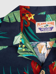 PLAME AUBE｜花柄　ネイビーアロハシャツ