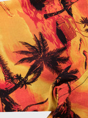 ヤシの木 オレンジ色アロハシャツ