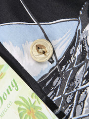 朱槿と島の美女柄 アロハシャツ