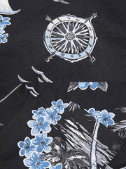 朱槿と島の美女柄 アロハシャツ