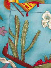 PLAME AUBE｜植物柄　青いアロハシャツ