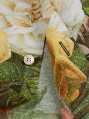 PLAME AUBE｜花柄　淡い緑色アロハシャツ