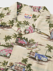 ヤシの木柄 ベージュ アロハシャツ