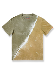 植物染めのアシンメトリーバイカラータイダイTシャツ正面が見える商品画像