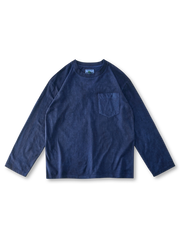 植物藍染めの自然な色ムラが映えるヘビーラグランTシャツ