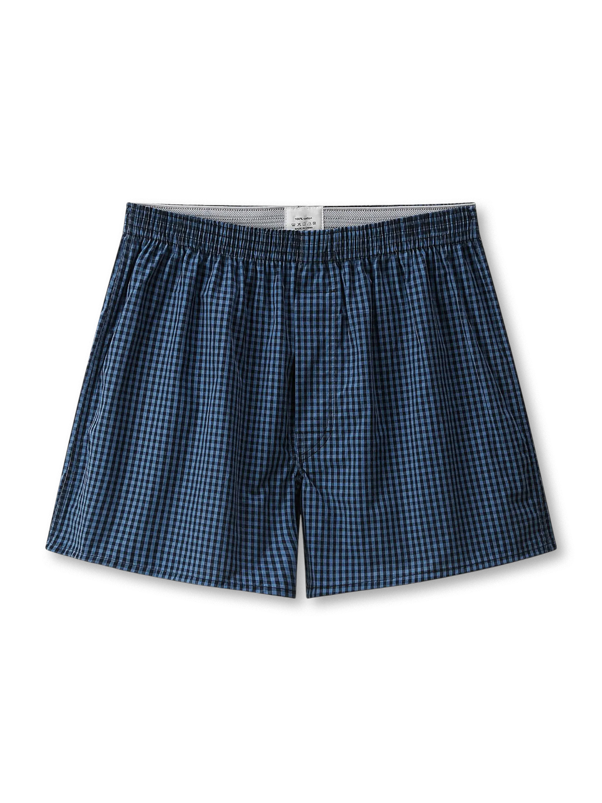 シームレス裁断とチェック柄が特徴の快適なコットンボクサーブリーフ