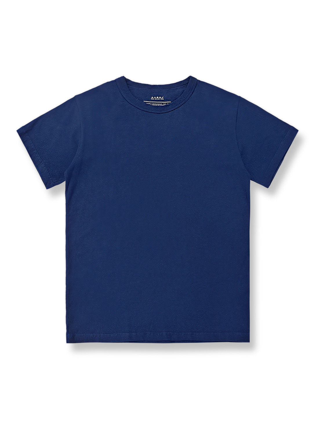 藍染めとヴィンテージウォッシュ加工が施されたコーマコットンのクルーネック半袖Tシャツ