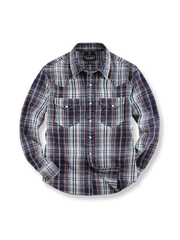 ツイル生地のチェック柄とダブルポケットが特徴のプレミアムワークシャツ