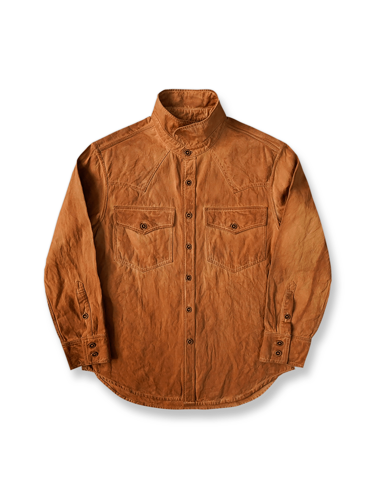 柿渋染めのムラ感が魅力の高密度コットンキャンバス製ワークシャツジャケット