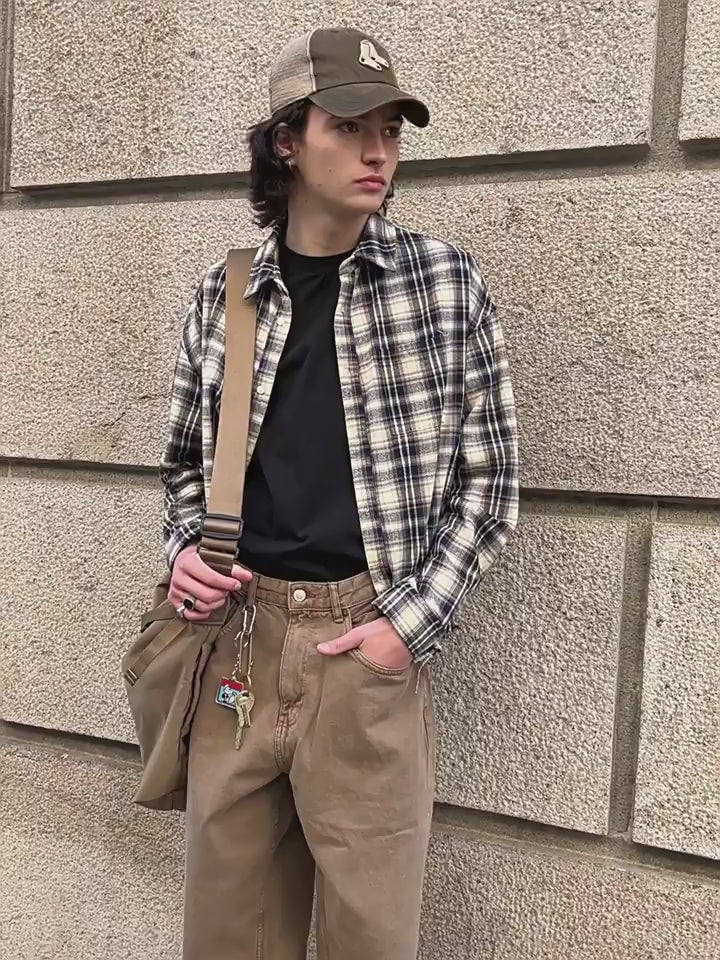 ヴィンテージ風フランネルチェックシャツ