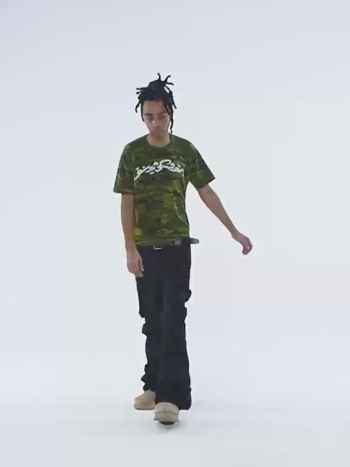 カモフラージュスローガン半袖Tシャツ