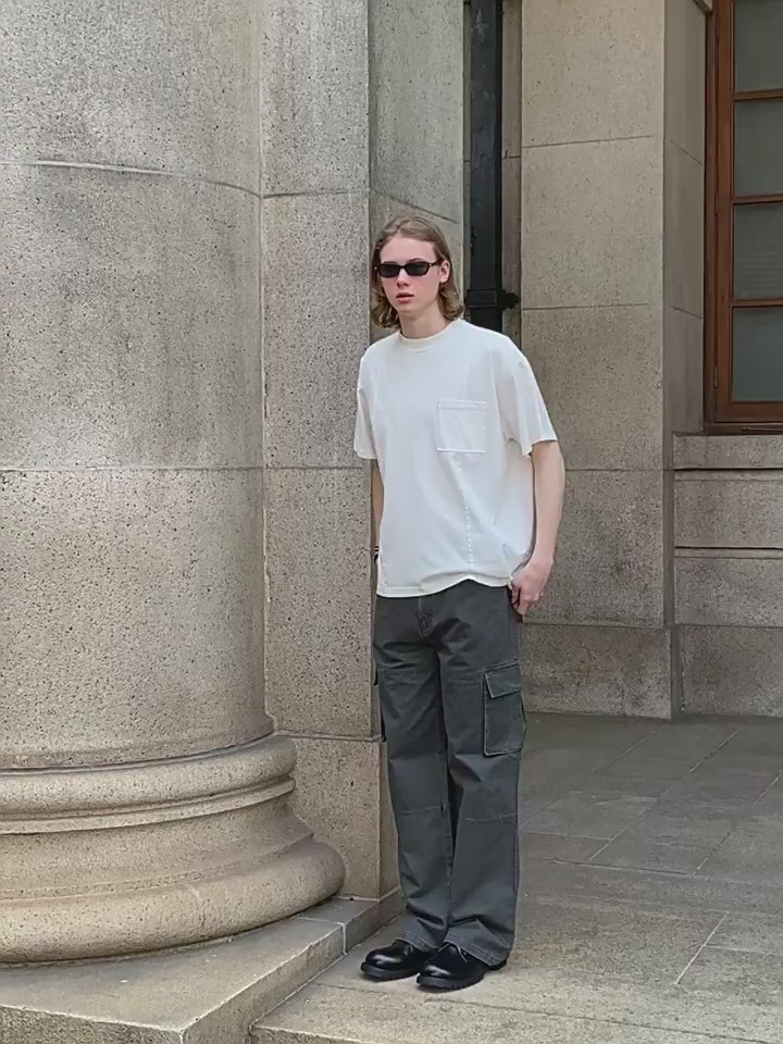 パッチワーク風マルチポケットカーゴパンツ