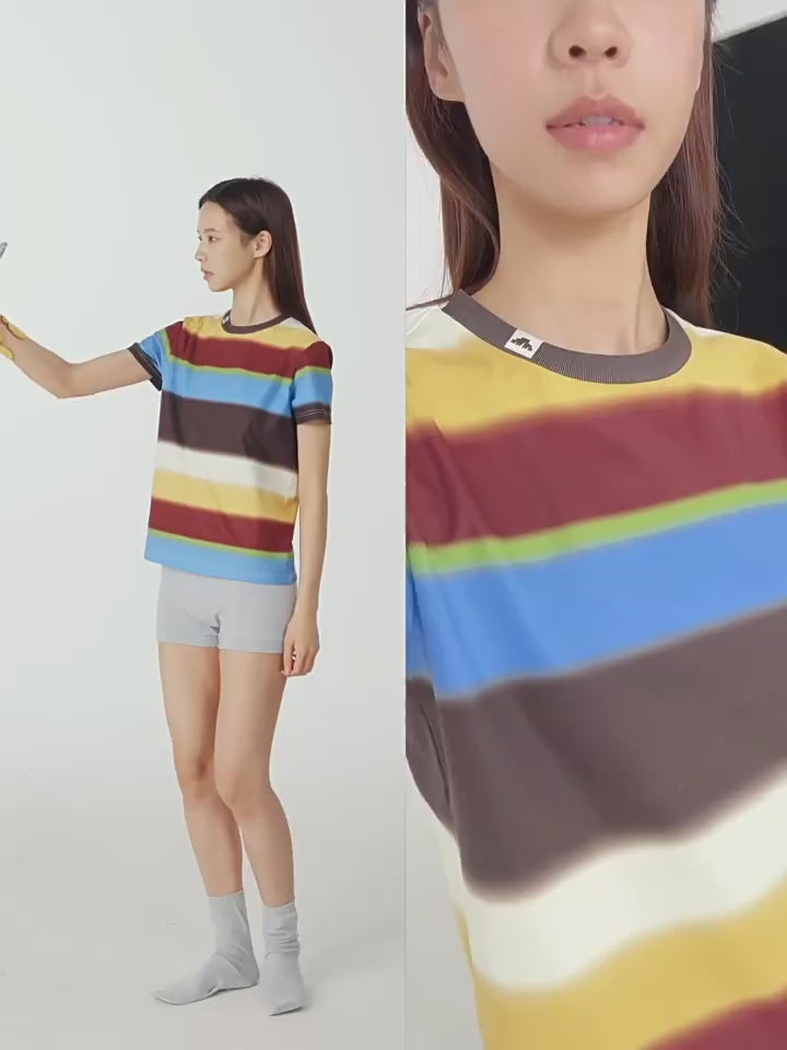 レトロボーダー速乾半袖Tシャツ