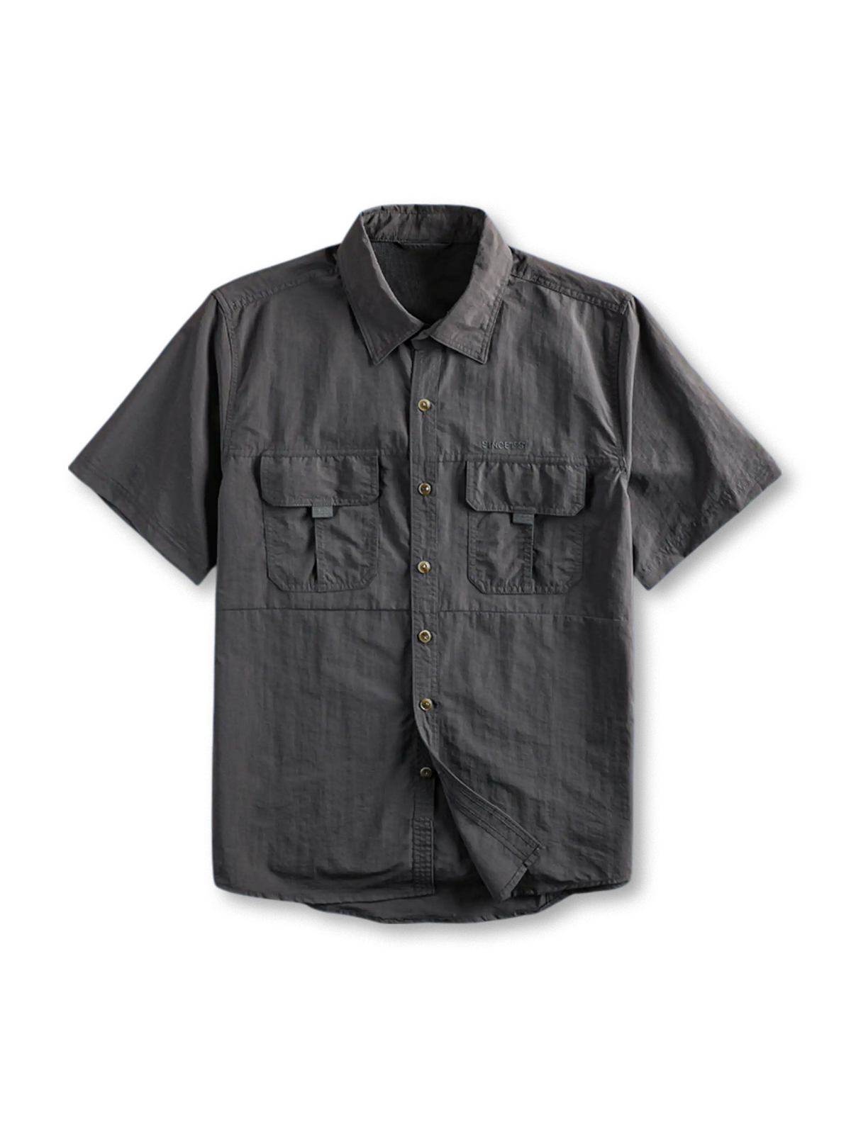 耐引裂性とUVカット機能を備えた軽量リップストップナイロンのワークシャツ、優れた通気性と形状安定性が特徴