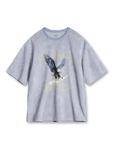 スノー加工 イーグルプリントTシャツ ブルーグレー