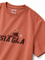 トカゲプリント Tシャツ サンセットオレンジ