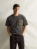ミリタリーポケット ウォッシュTシャツ グレー