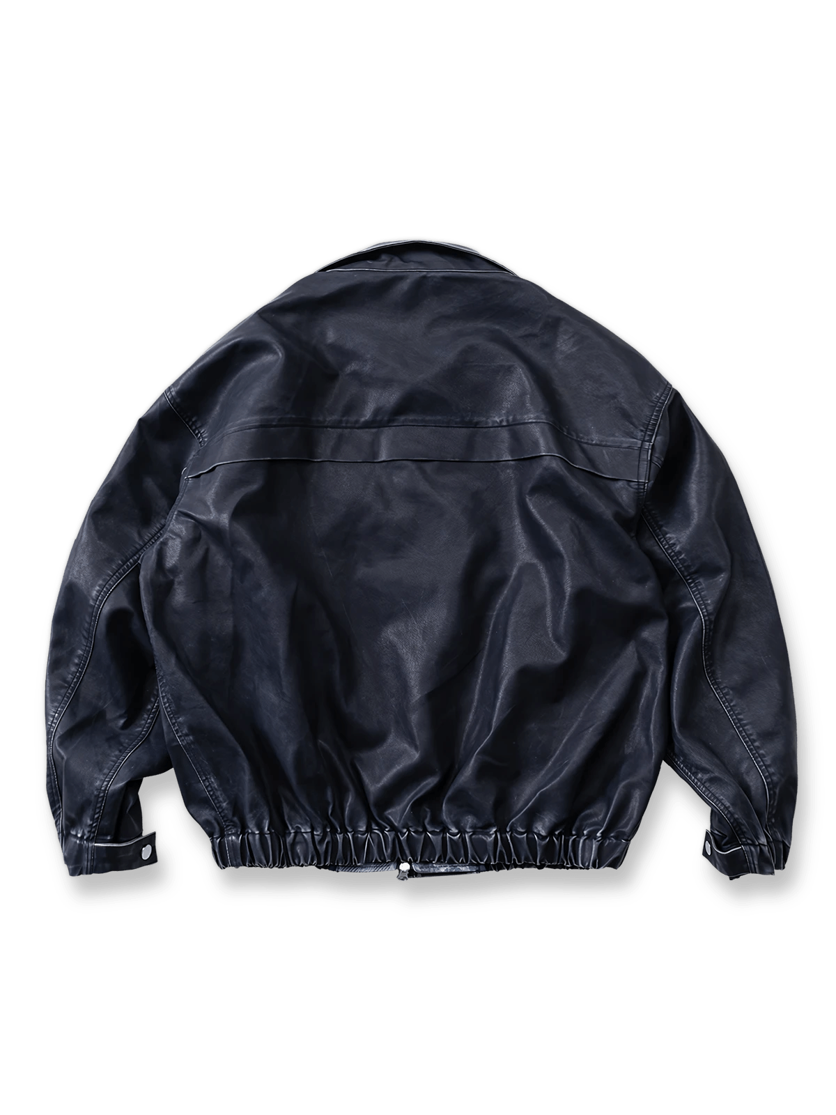 ヴィンテージ風ウォッシュ加工PUレザージャケットの全体図