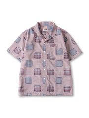 色織り細格子とプディング風パッチワークが映えるキューバカラーシャツ