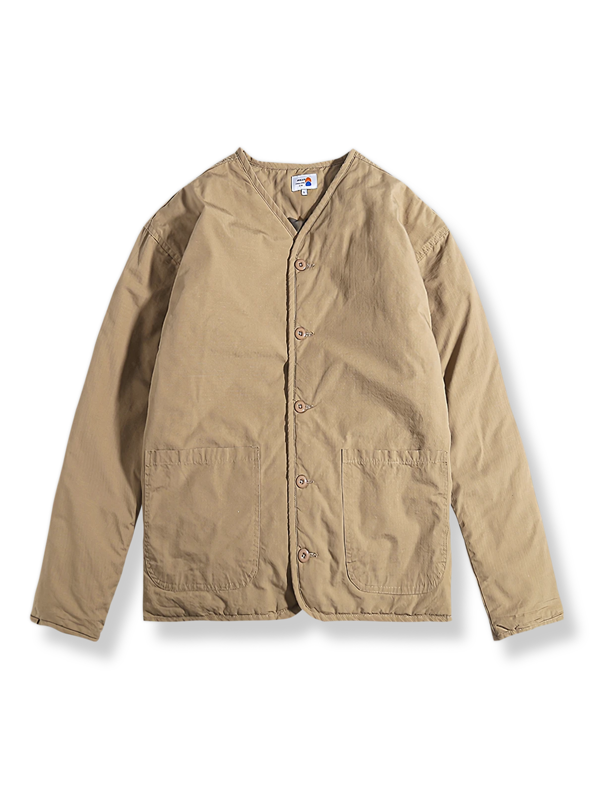 裏キルティングと中綿入りのゆったりフィットコットンジャケット