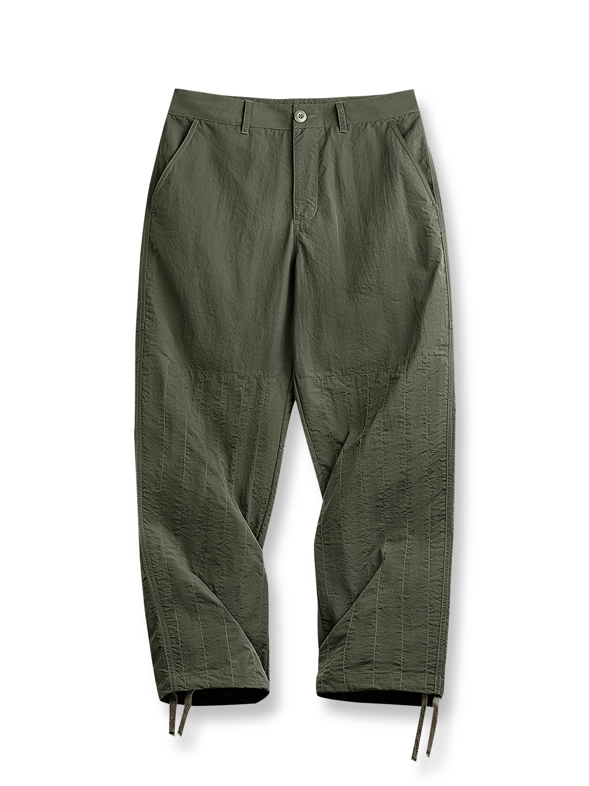 キルティング格子と二重膝構造のジョガーパンツ