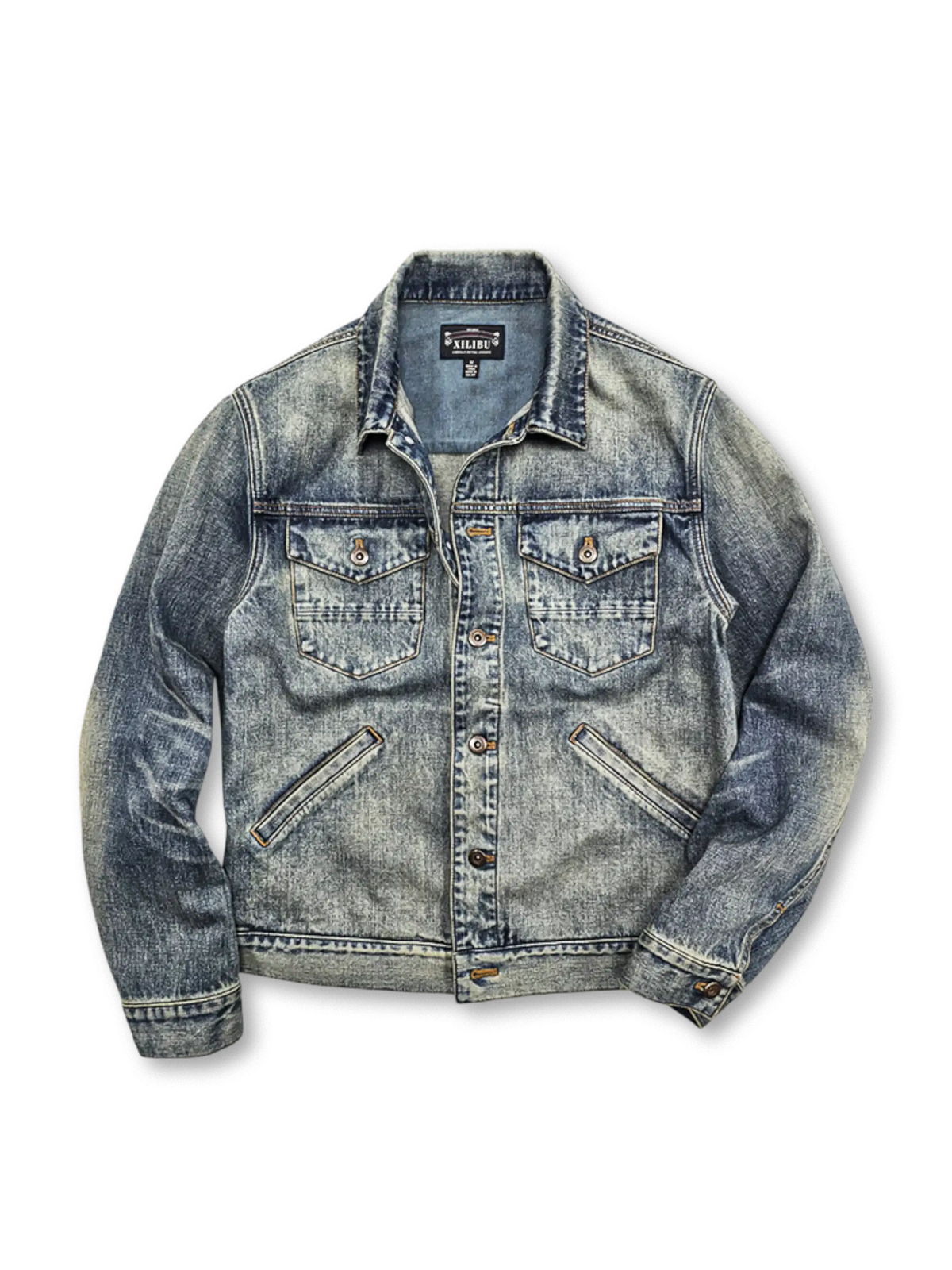 14.6ozヘビーオンスデニムと銅製ドーナツボタンが特徴のアメリカンワークジャケット。リアルな色落ちと快適な着用感。