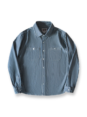 レールストライプ柄のヴィンテージ長袖ワークシャツ