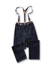 鉄道ストライプ柄オーバーオールの製品イメージ