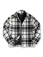 起毛ラシャ素材のモノトーンチェックジャケット。