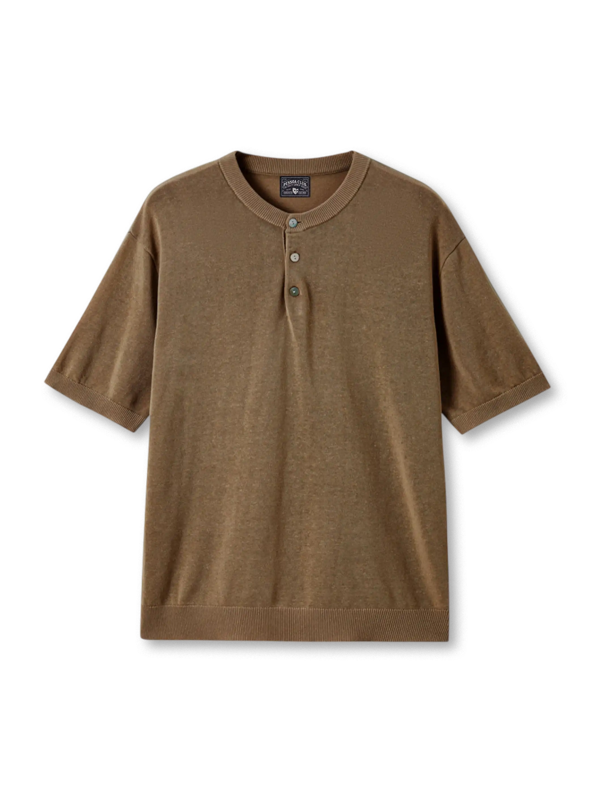 レーヨン×リネンの混紡糸とヘンリーネックが映えるニットシャツ