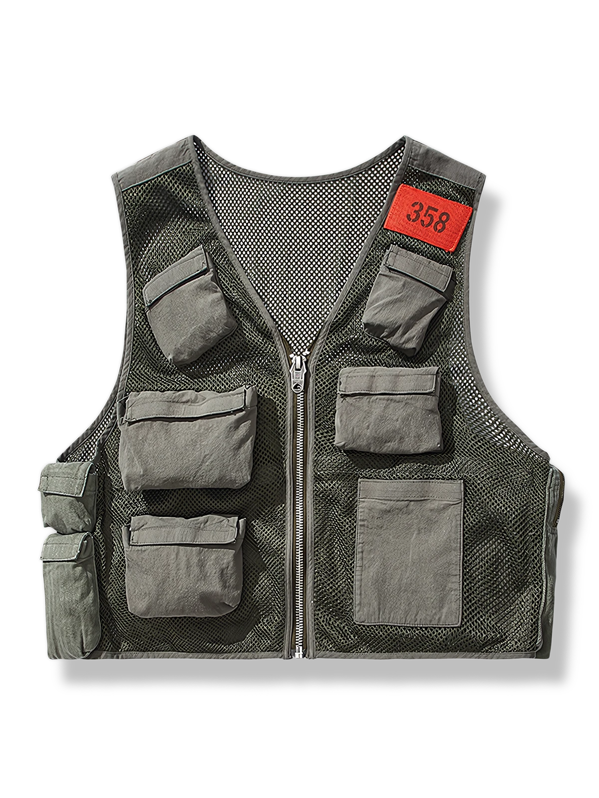 限定生産のアンティーク加工ネット生地使用レスキューワーカーベスト、実用的な多ポケットデザイン