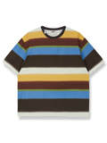 籐編み籠インスピレーションのフェードボーダープリント速乾半袖Tシャツ。