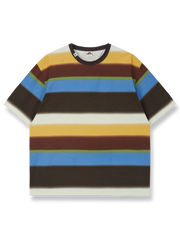 籐編み籠インスピレーションのフェードボーダープリント速乾半袖Tシャツ。