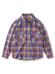 ヘリンボーン起毛コットンのレトロチェックシャツ。