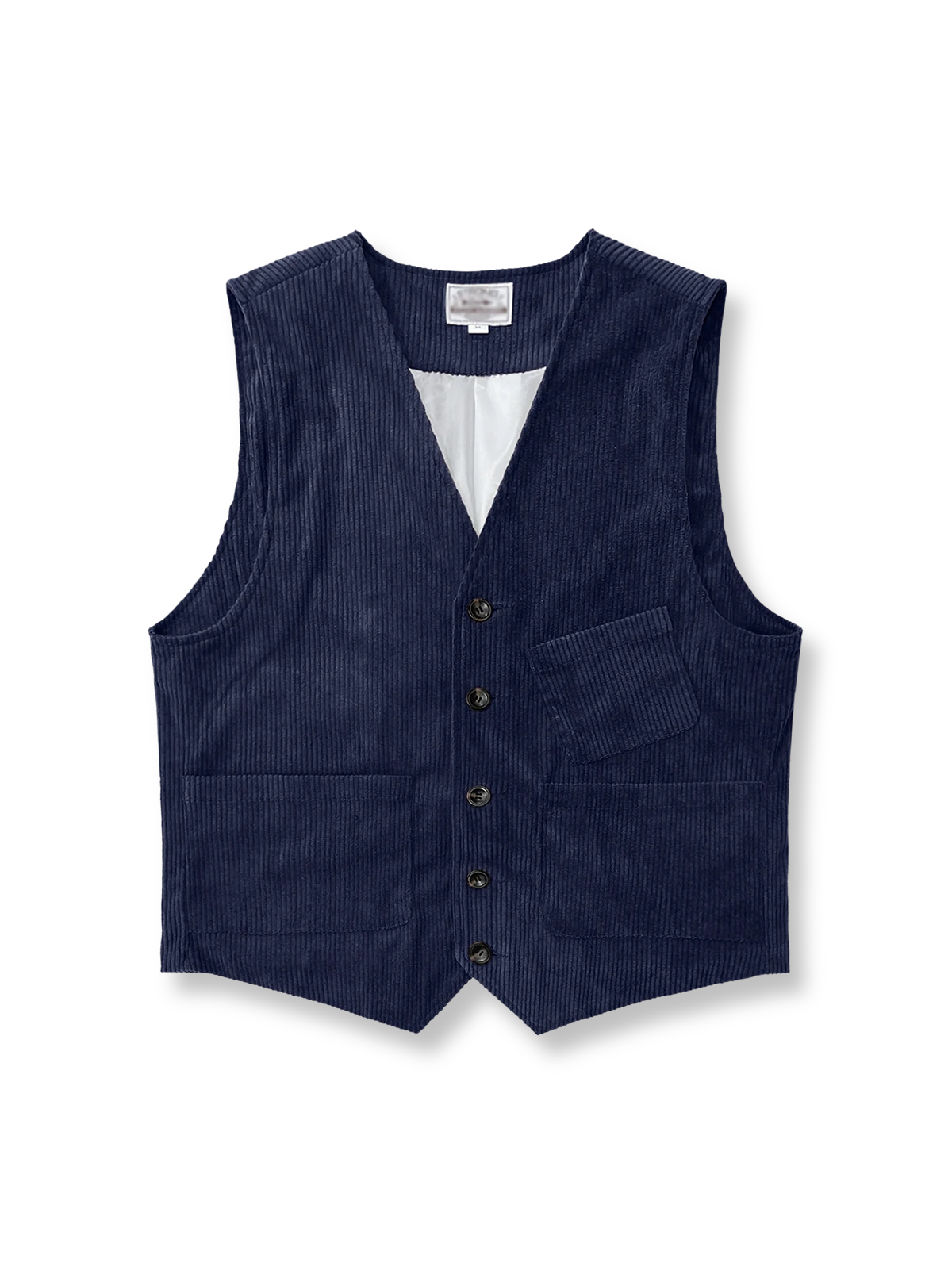 高品質コーデュロイ素材のレトロベスト。Vネックと多ポケット仕様、9色展開が特徴。