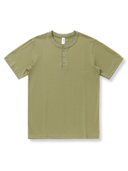 ヘビーウェイトコットンのレトロヘンリーネックシャツが前面から見える商品画像