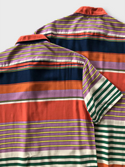 レトロマルチボーダーオープンカラーシャツ