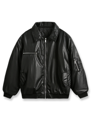 PUコットン混紡素材とメタルジッパーが特徴のレトロジャケット