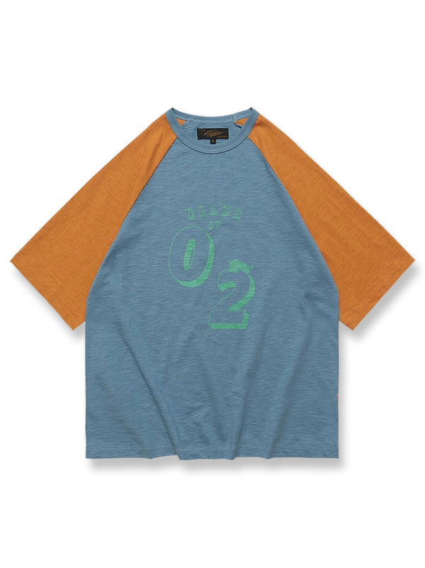  レトロラグランカラーブロックTシャツ