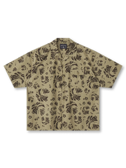 1970年代配色のトロピカルフローラルが映えるコットンキューバカラーシャツ