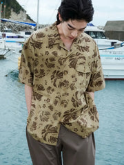 レトロトロピカルフローラルキューバカラーシャツ