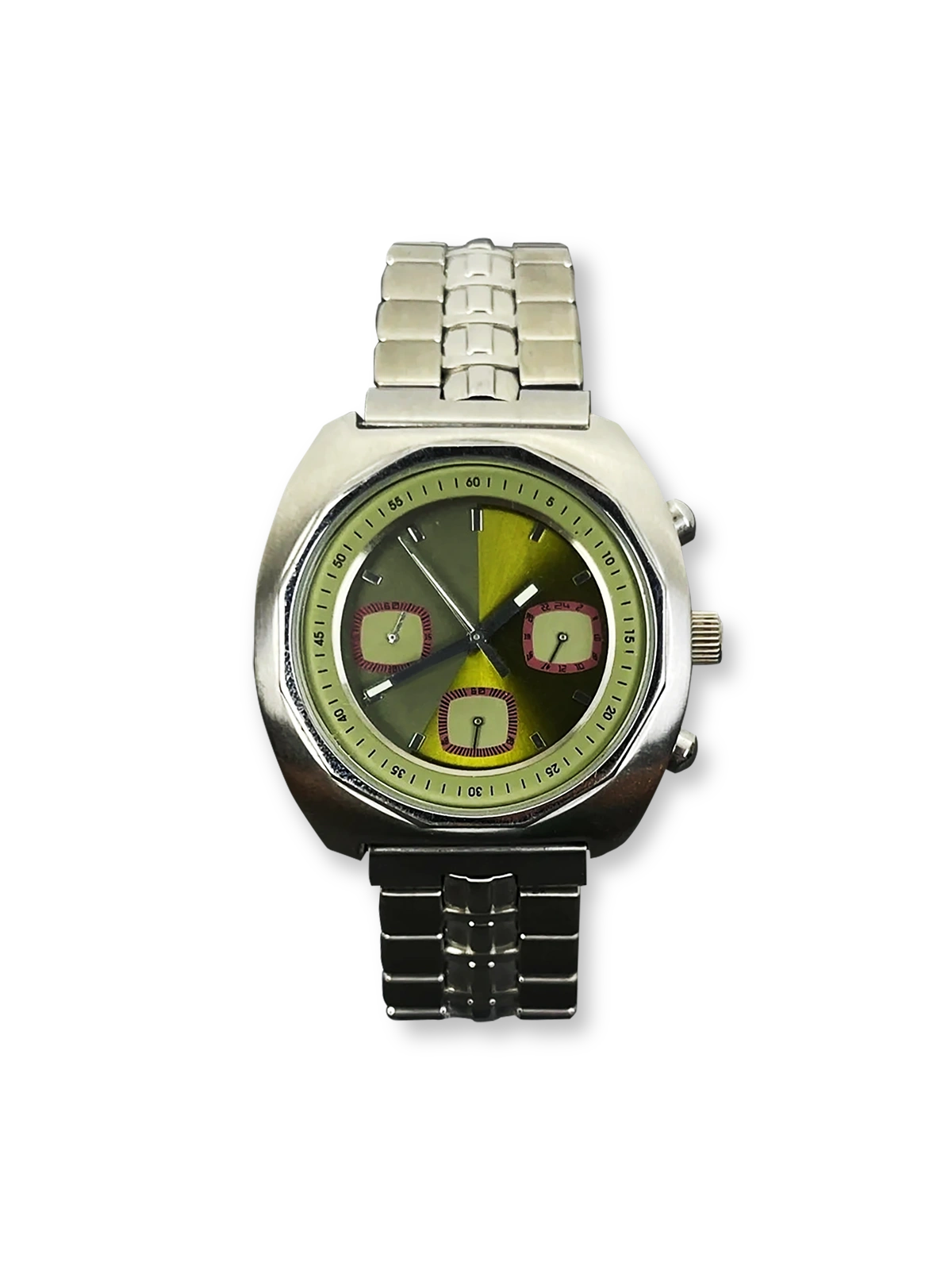 ワームホールコンセプトとグリーンダイヤルが映えるレトロ風腕時計