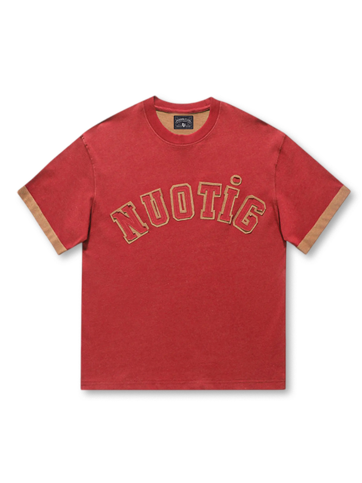 リバーシブル仕様で異なるカラーリングと立体刺繍ロゴが特徴のカレッジジャージ風Tシャツ。