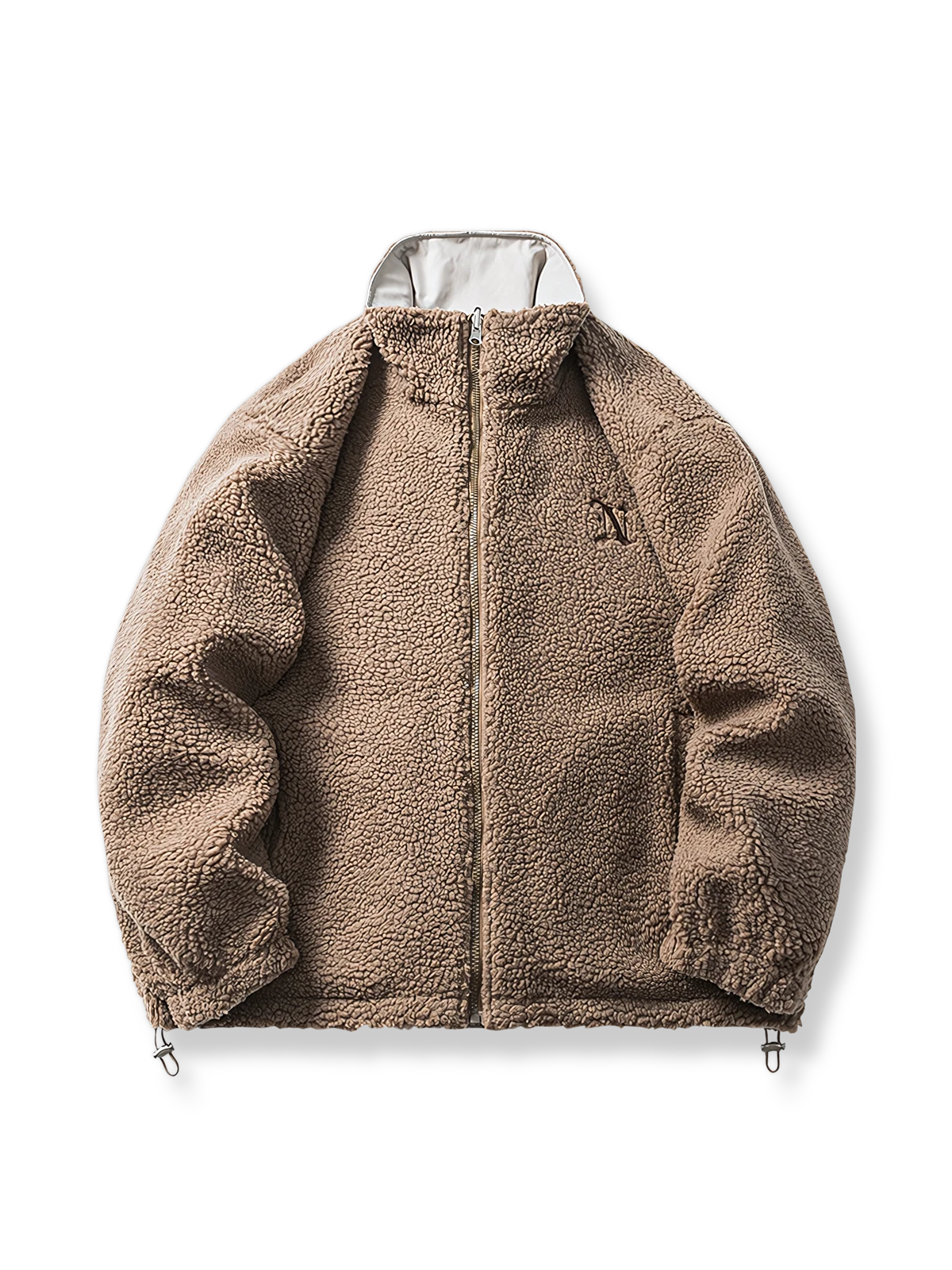 リバーシブルのラムフリース中綿ジャケット